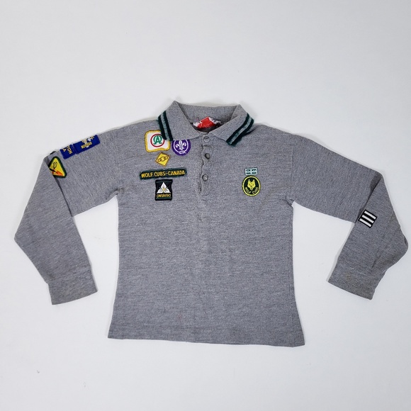 Vintage Authentic Boy Scout Shirt Wolf Cubs Top long sleeve collar badges - Picture 2 of 5